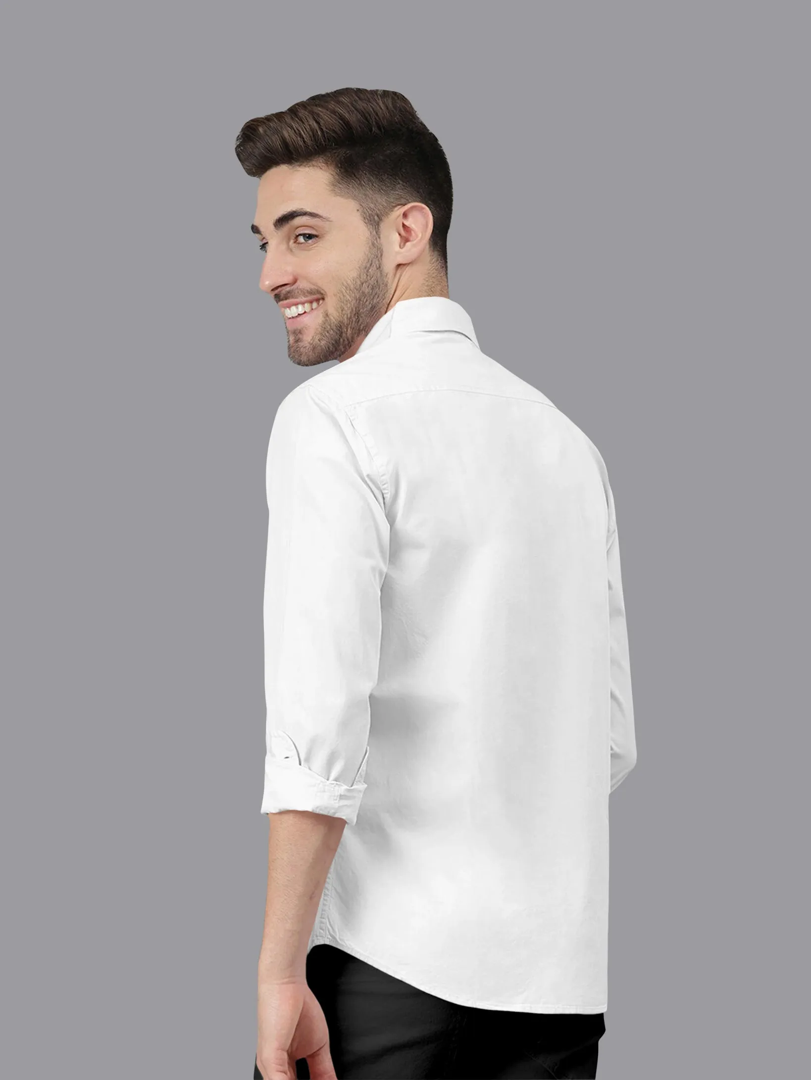 White Color Satin Soft Cotton Solid Shirt