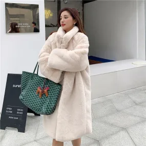Women Winter Faux Fur Long Coat Solid