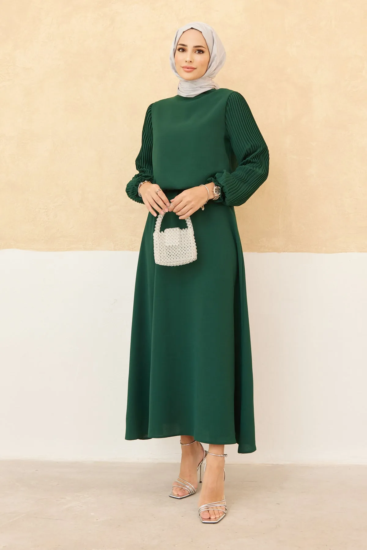 ZRF Women Sleeves Puffy Skirt Tunic Set - Emerald - Franklin