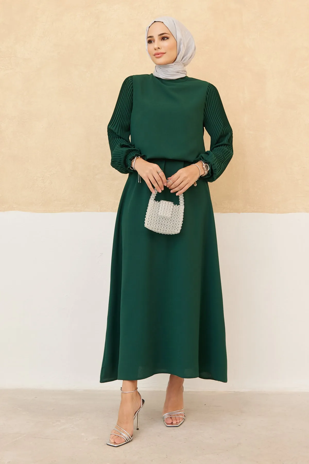ZRF Women Sleeves Puffy Skirt Tunic Set - Emerald - Franklin
